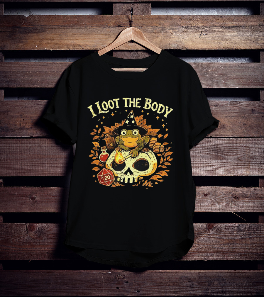 I Loot The Body Frog Wizard Dice Fantasy Adventure T-Shirt