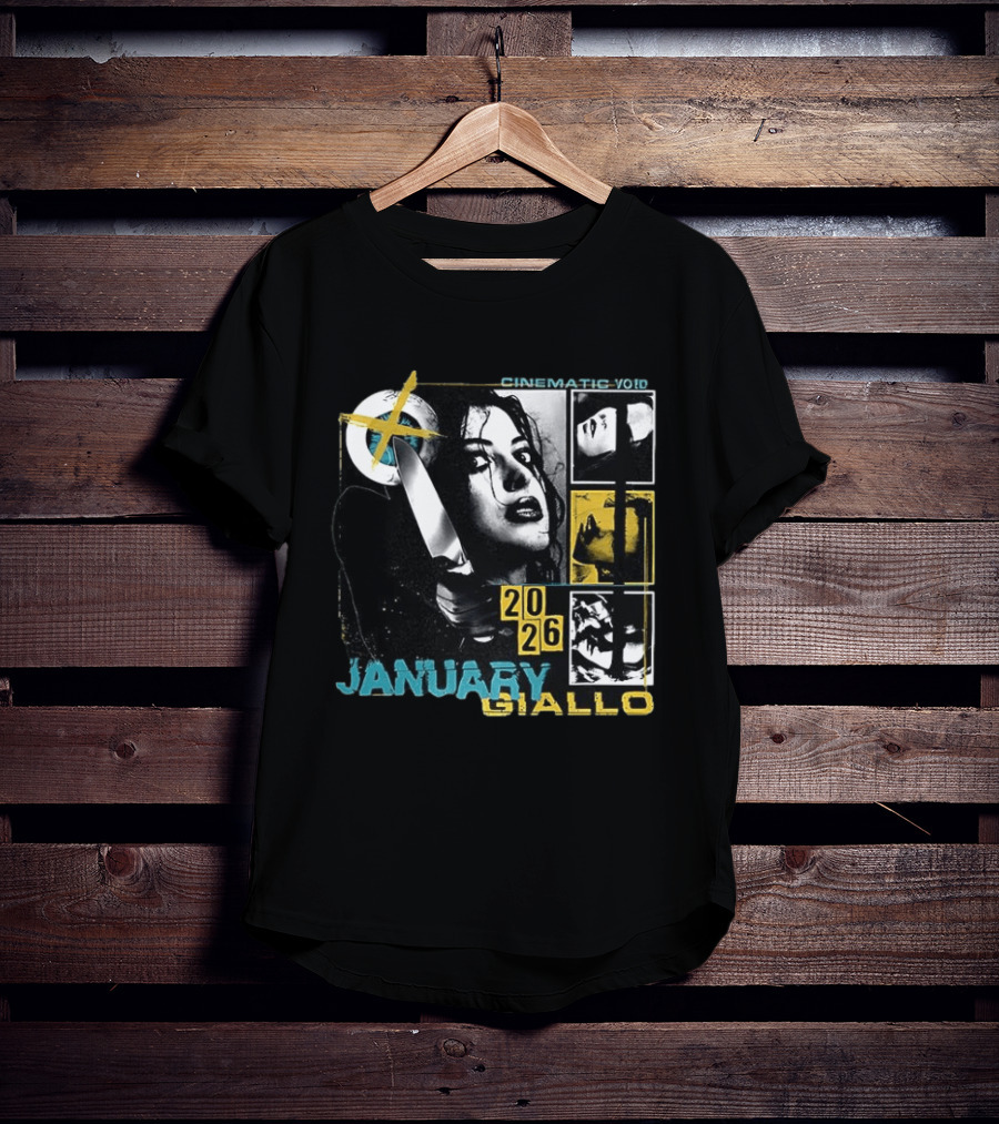 Cinematic Void January Giallo 2026 Knife Black And Yellow T-Shirt