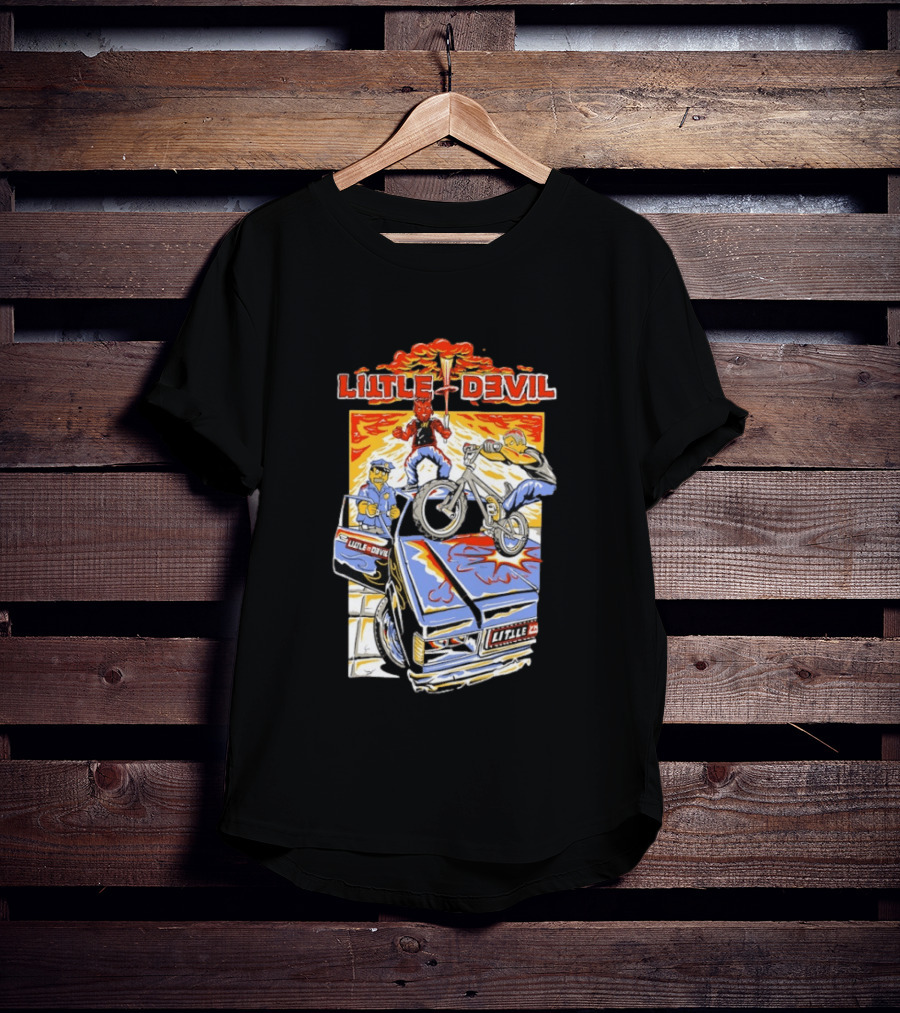Little Devil BMX Police Chase Red Character And Van T-Shirt