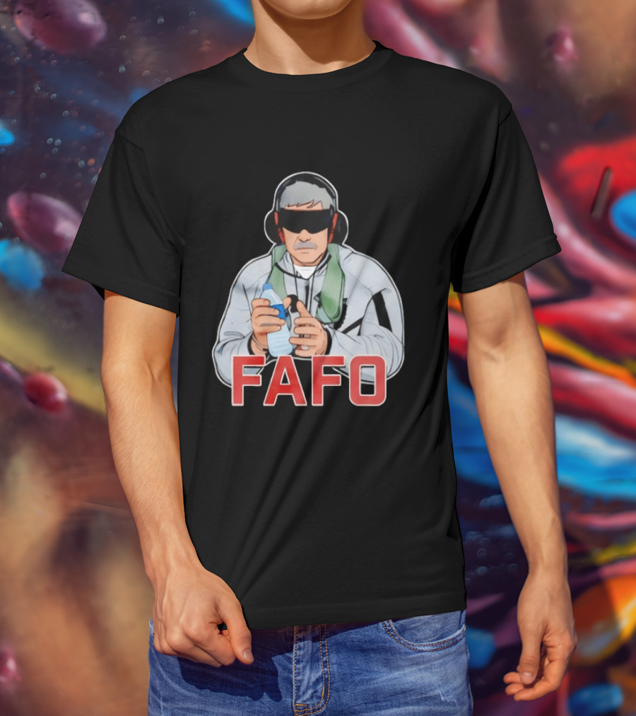 FAFO Maduro Character With Headphones And Water Bottle T-Shirt