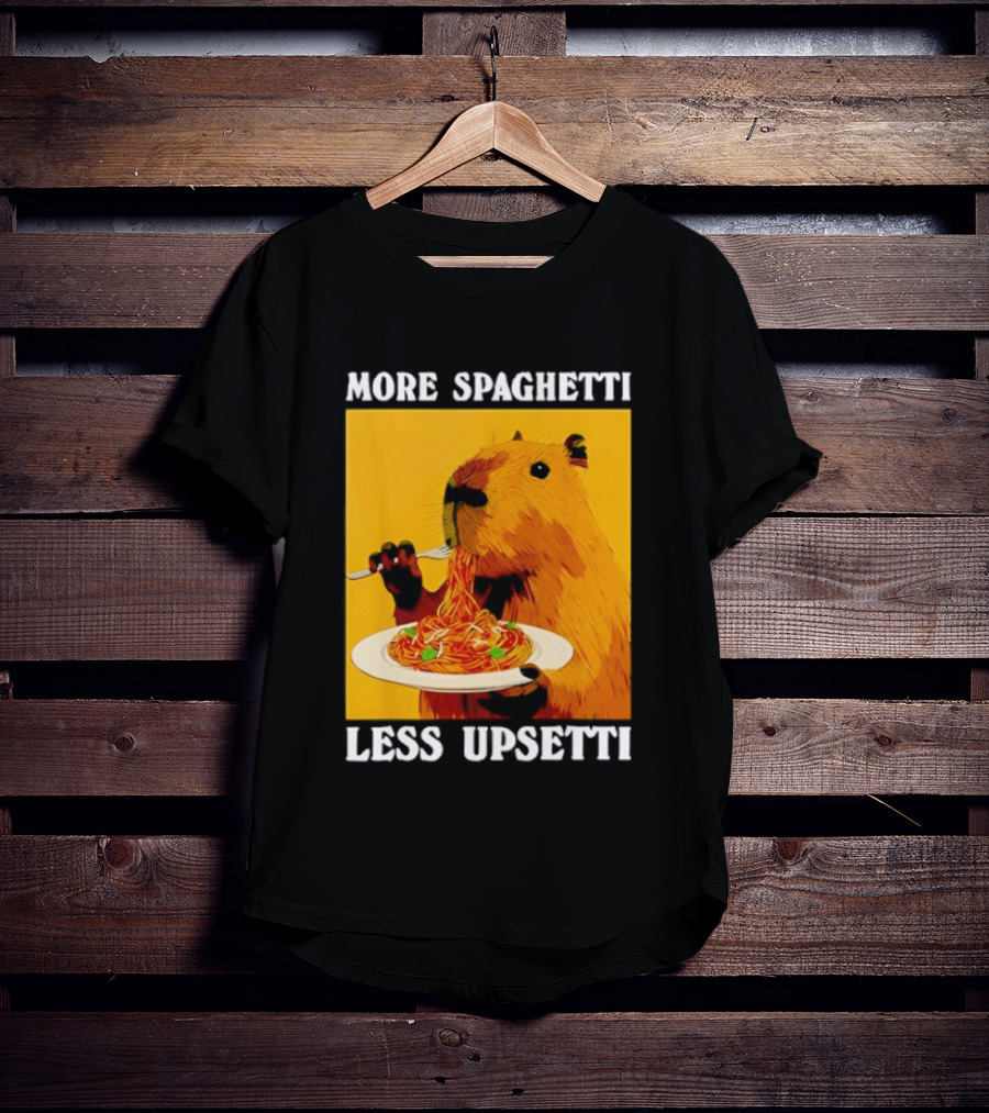 More Spaghetti Less Upsetti Capybara Eating Pasta Plate T-Shirt