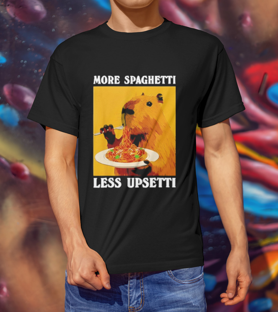 More Spaghetti Less Upsetti Capybara Eating Pasta Plate T-Shirt