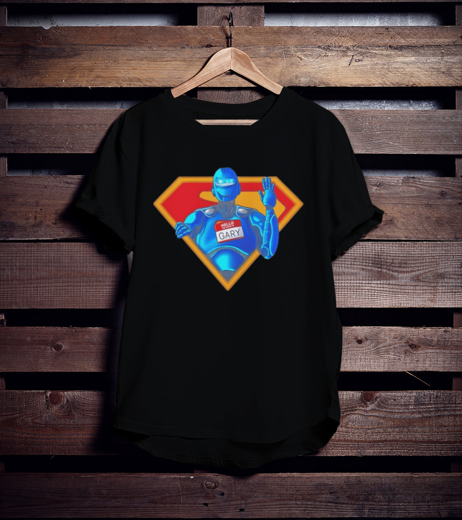 Gary Robot Superman Parody With Nametag T-Shirt