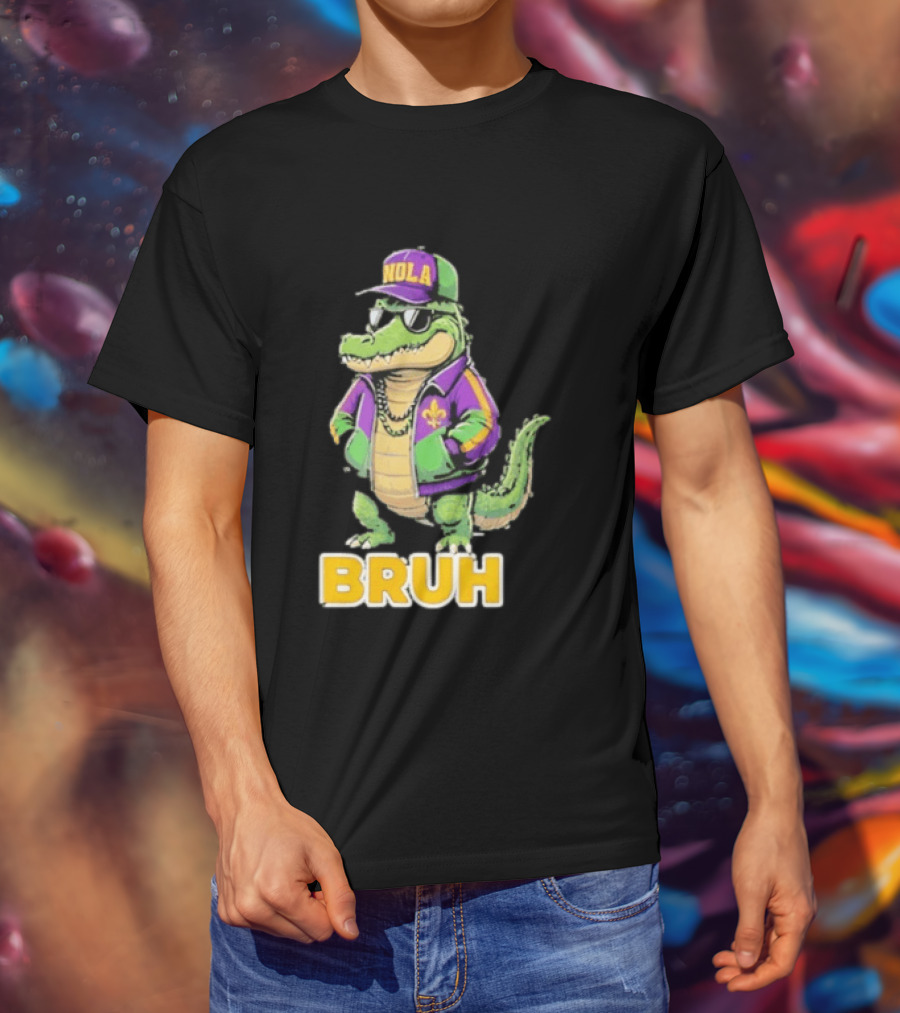 New Orleans Alligator Nola Bruh Mardi Gras Party Vibe T-Shirt
