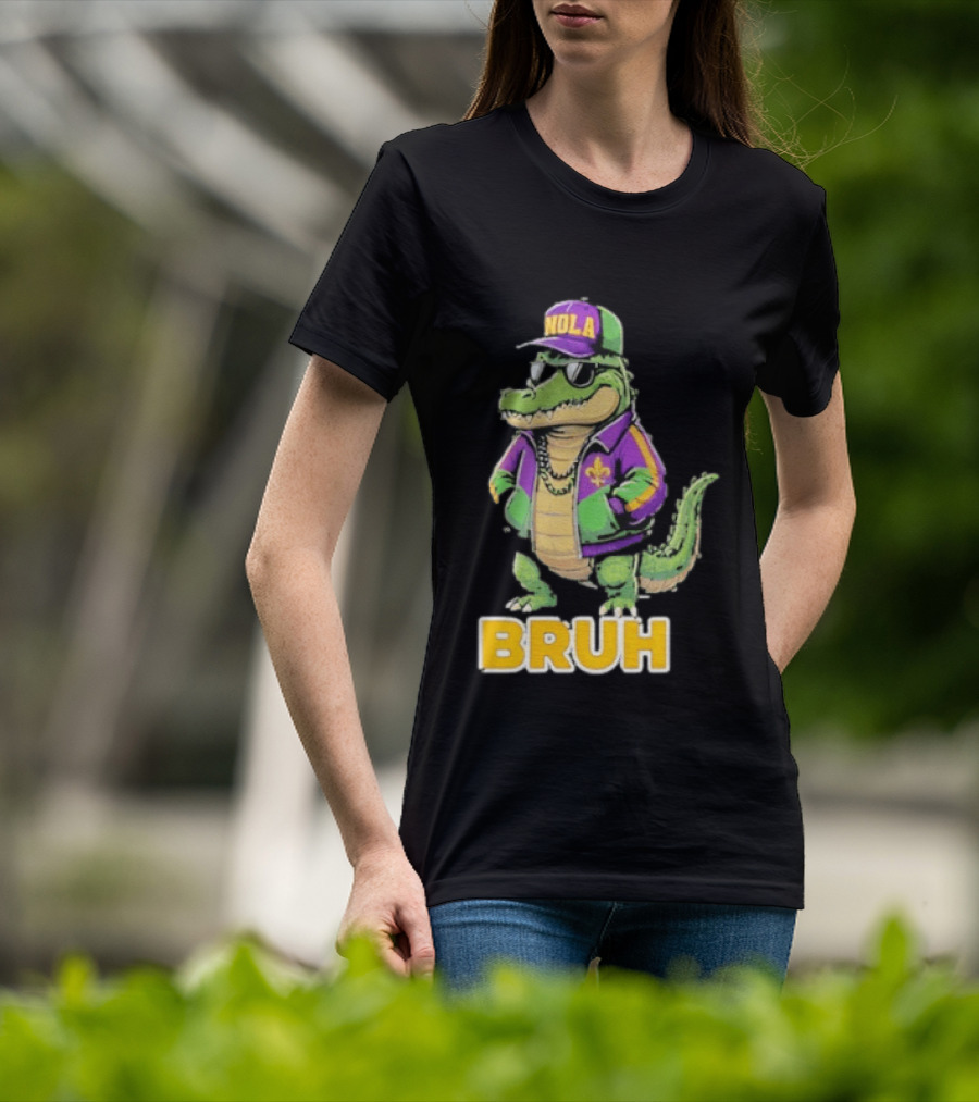 New Orleans Alligator Nola Bruh Mardi Gras Party Vibe T-Shirt