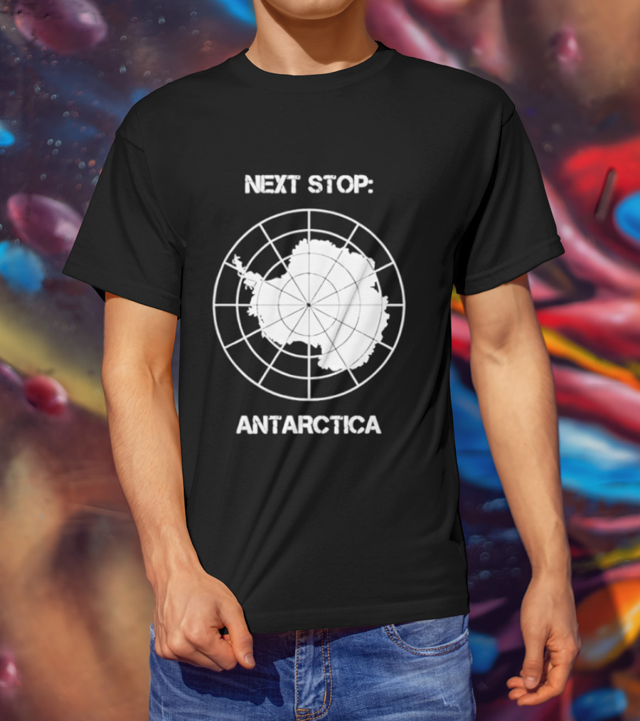 Next Stop Antarctica Map Outline Adventure T-Shirt