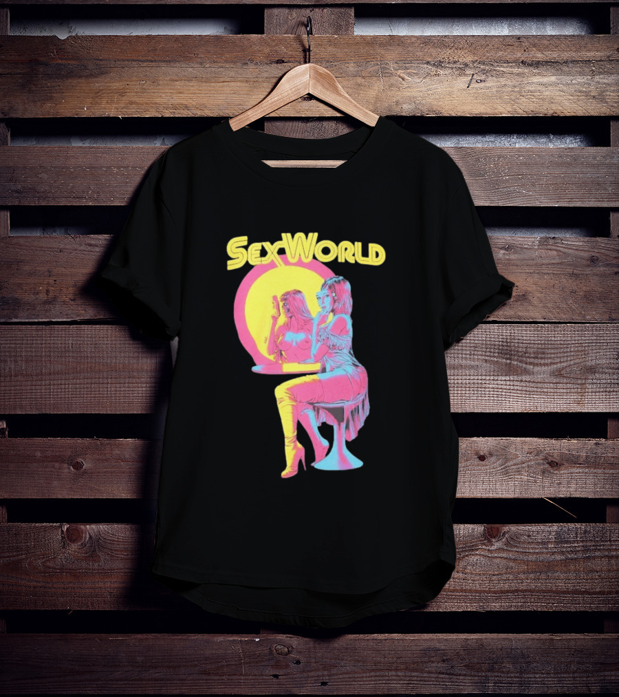 SexWorld Retro Neon Art Style With Futuristic Sexbot T-Shirt