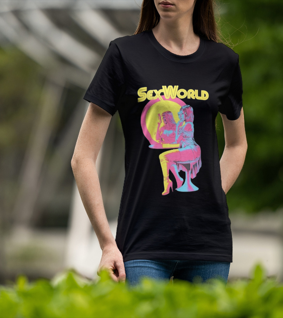 SexWorld Retro Neon Art Style With Futuristic Sexbot T-Shirt