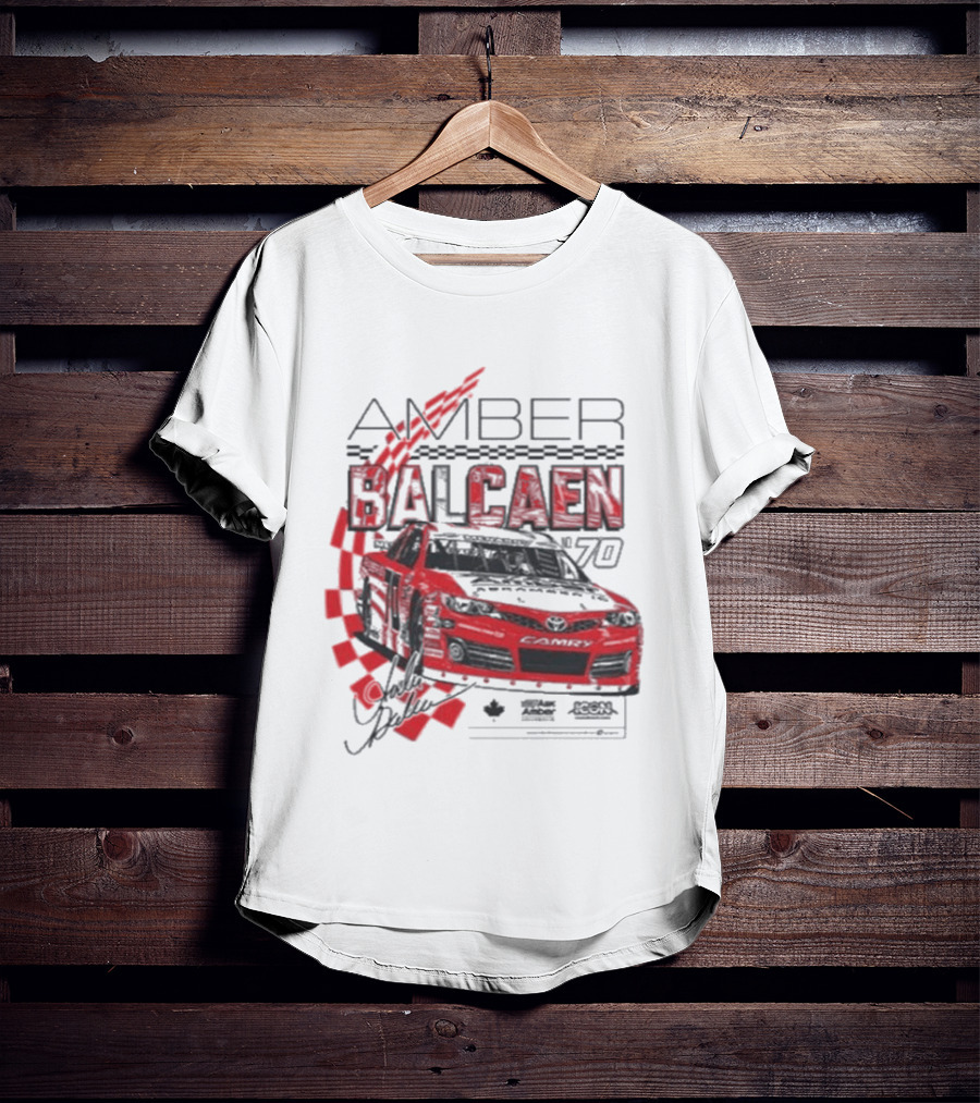 Amber Balcaen Racing Daytona Red Car Number 70 Racing Flags T-Shirt