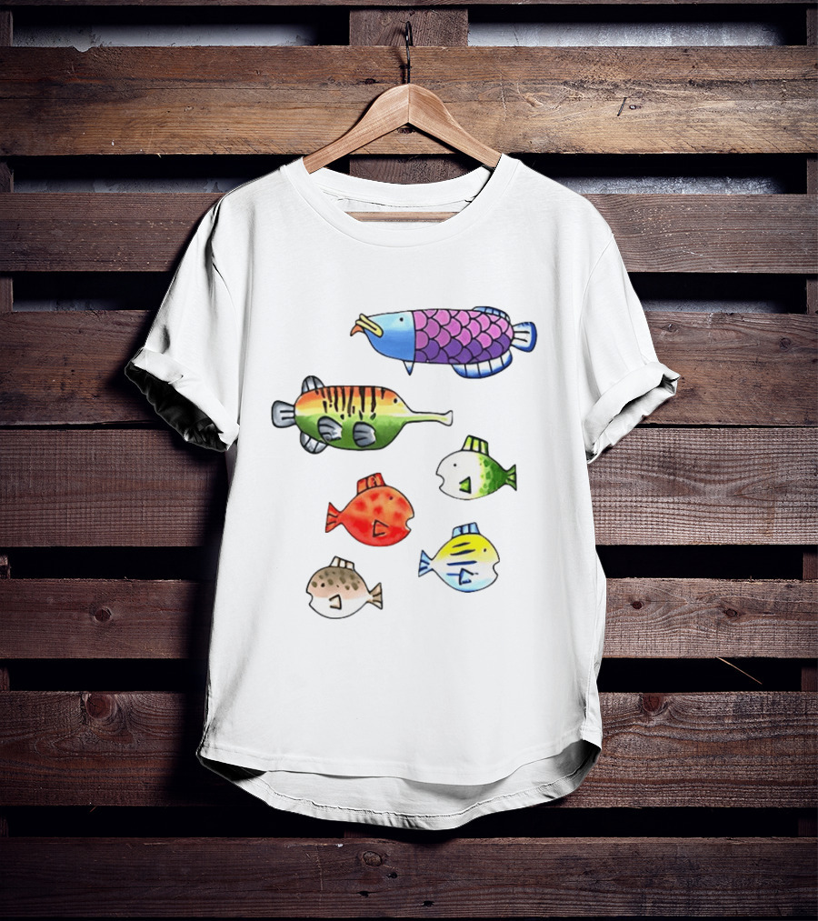 Fishing Wii Party Play Fish Species Video Game Colorful Fish T-Shirt