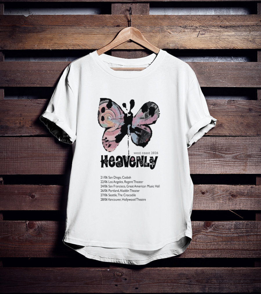 Heavenly 2026 West Coast Tour San Diego Los Angeles San Francisco Portland Seattle Vancouver T-Shirt