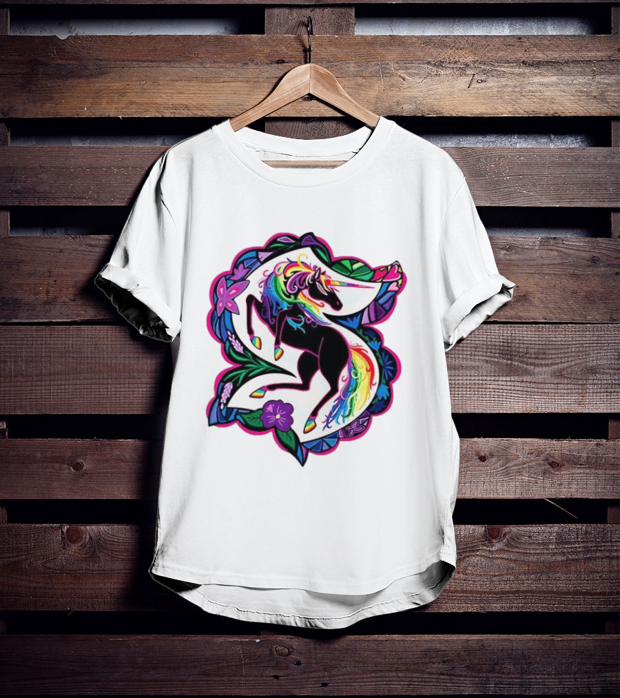 Seattle Kraken Unicorn Pride Rainbow Floral T-Shirt