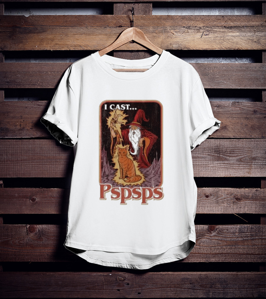I Cast Pspsps Wizard Mystical Cat Aidan Wachter T-Shirt