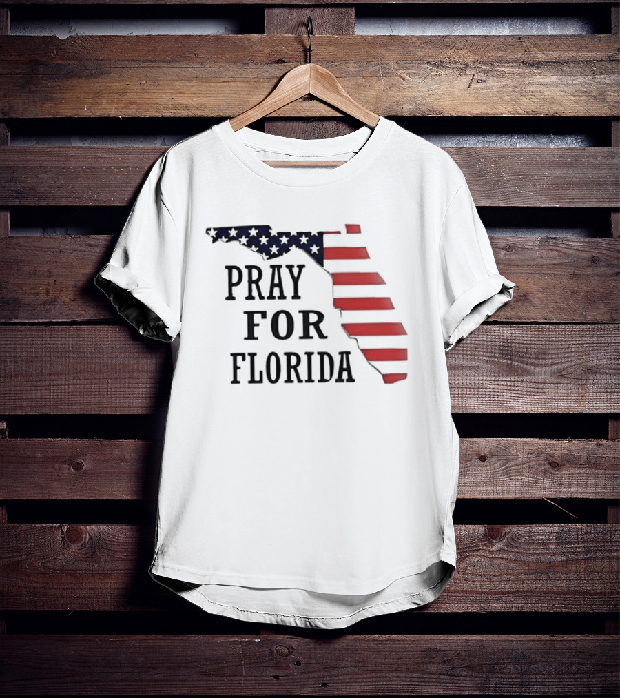 Pray For Florida American Flag Map Stars And Stripes T-Shirt