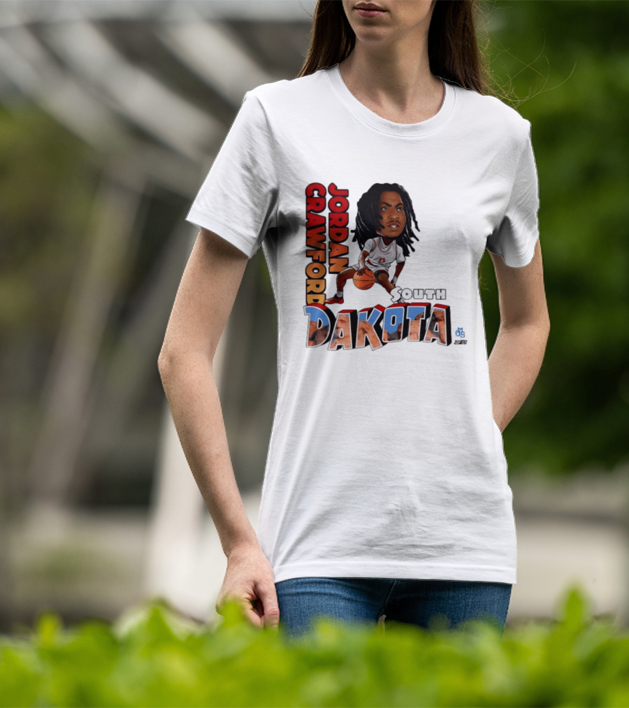 Jordan Crawford South Dakota Basketball Player Cartoon Sports T-Shirt
