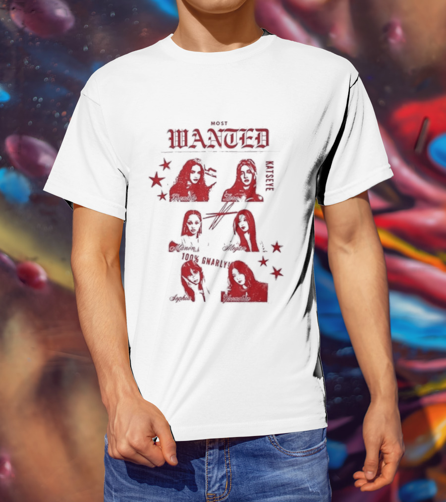 Katseye Most Wanted Red Stars And Figures T-Shirt
