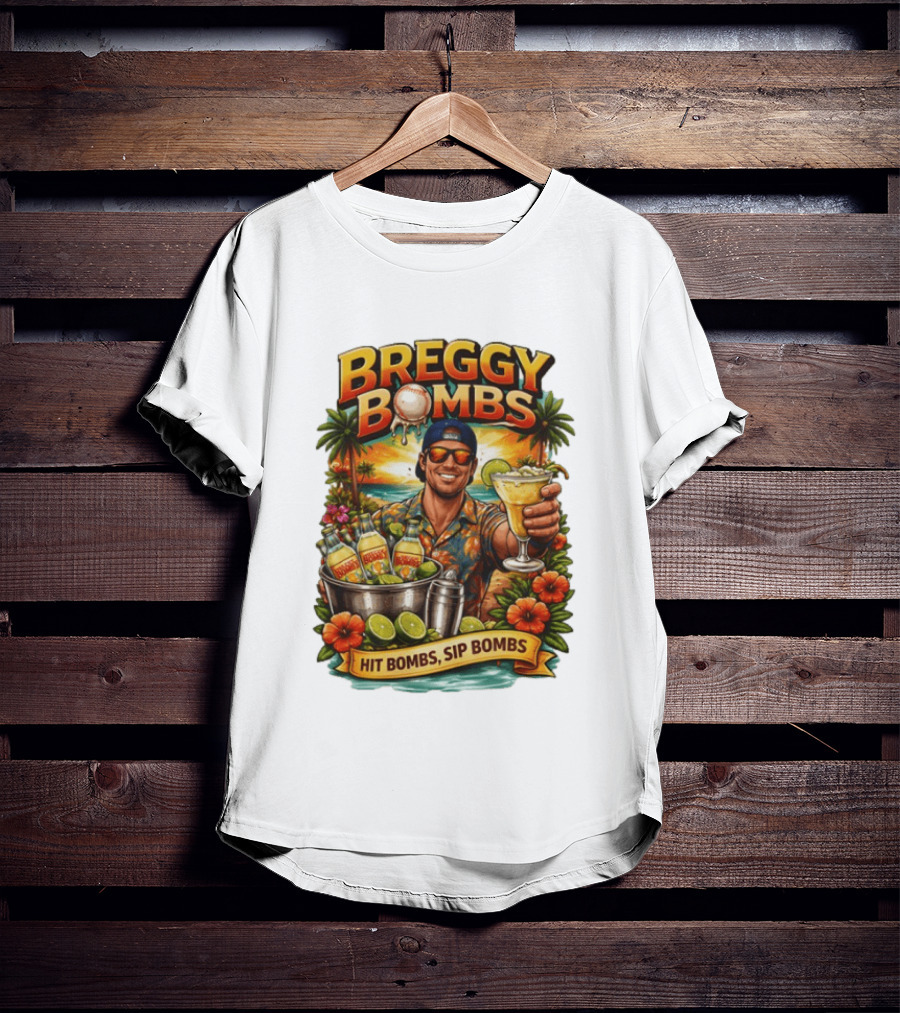 Breggy Bombs Hit Bombs Sip Bombs Tropical Cocktail Vibes T-Shirt