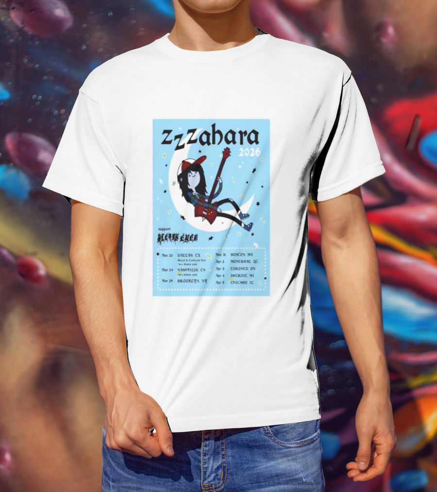 Zzzahara Fall Tour 2026 Dates And Support Act With Cartoon Guitarist T-Shirt