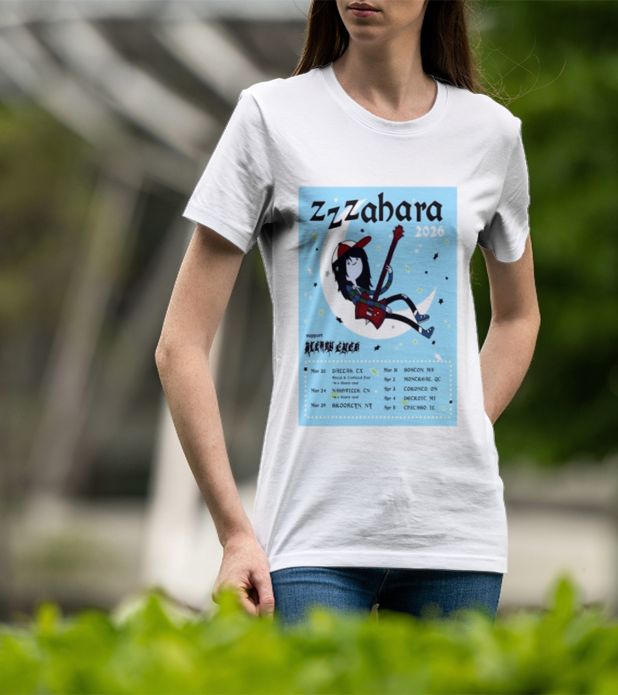 Zzzahara Fall Tour 2026 Dates And Support Act With Cartoon Guitarist T-Shirt