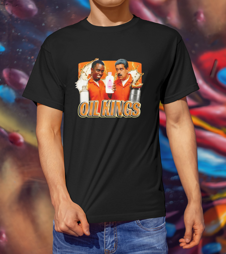 OIL KINGS Diddy Vs Nicolas Maduro Orange Bottles Humor T-Shirt