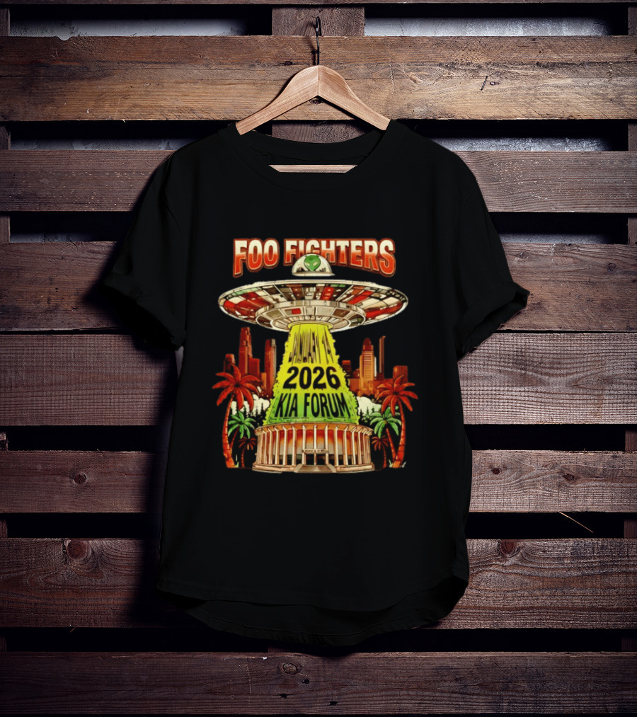 Foo Fighters 2026 Kia Forum Los Angeles UFO Skyline Palms T-Shirt