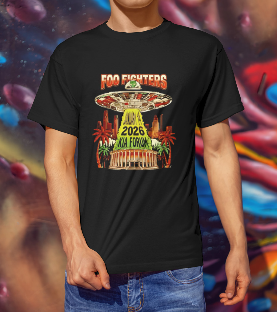 Foo Fighters 2026 Kia Forum Los Angeles UFO Skyline Palms T-Shirt