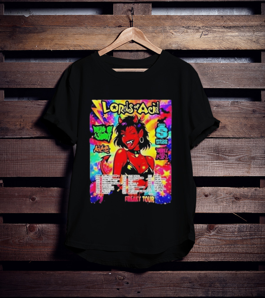 Lords Of Acid Cheeky Freaky Tour 2026 Dead On A Sunday Princess Superstar Tony Kiki Mz Neon Devilish Art 90s T-Shirt