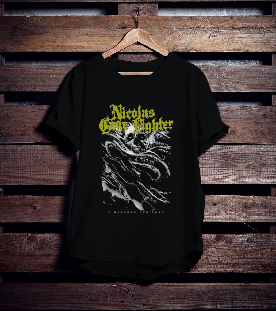 Nicolas Cage Fighter I Ed You Burn Ghost Skeleton In Yellow T-Shirt