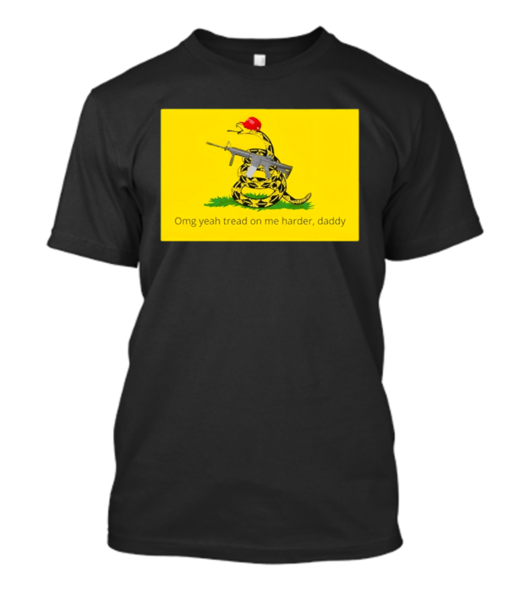 Omg Yeah Tread On Me Harder Daddy Maga 2026 Snake With Red Hat And Rifle T-Shirt