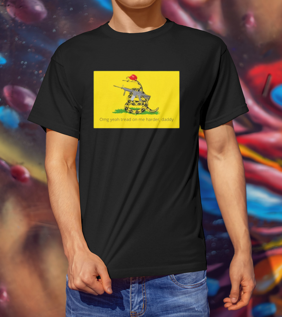 Omg Yeah Tread On Me Harder Daddy Maga 2026 Snake With Red Hat And Rifle T-Shirt