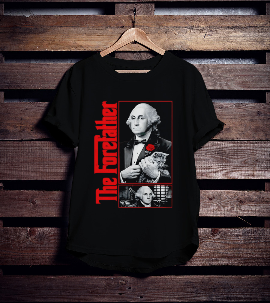 Patriotic George Washington Forefather The American Godfather Cat T-Shirt