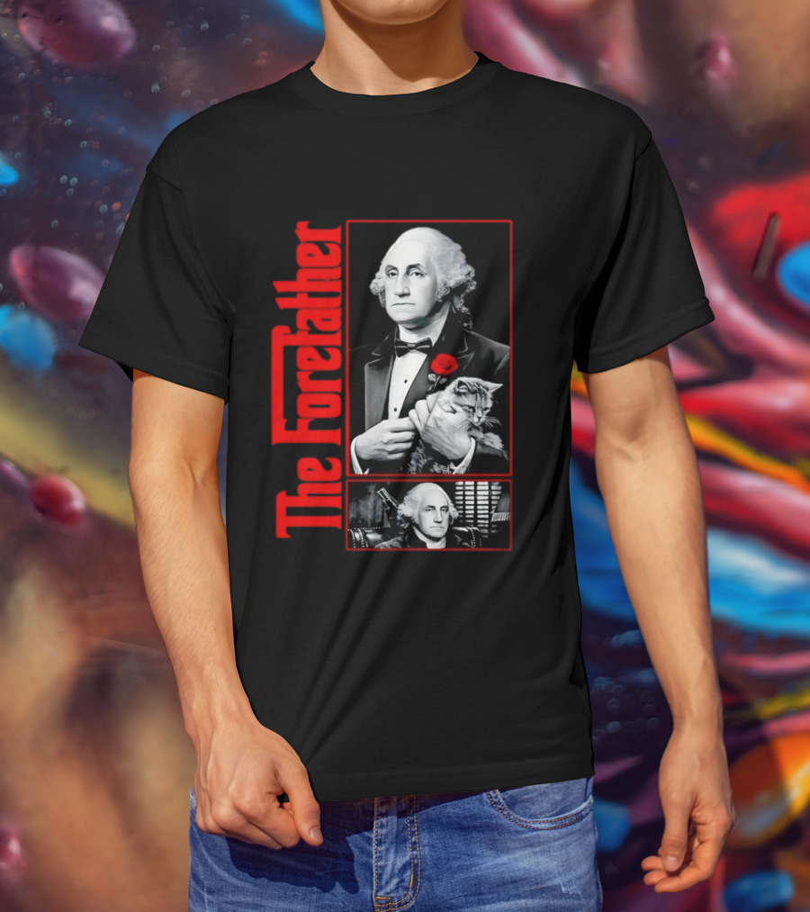 Patriotic George Washington Forefather The American Godfather Cat T-Shirt