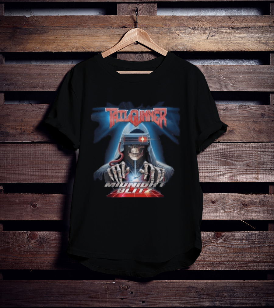 Tailgunner Midnight Blitz Cyber Skeleton Hooded Skull T-Shirt