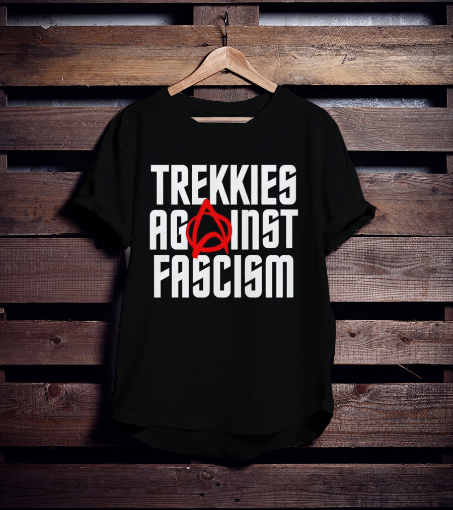 TREKKIES AGAINST FASCISM Anarchy Symbol Resistance T-Shirt