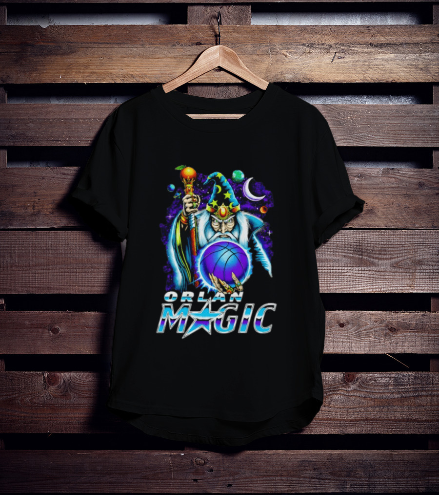 Wizar Orlando Magic Wizard Basketball Planets Stars T-Shirt