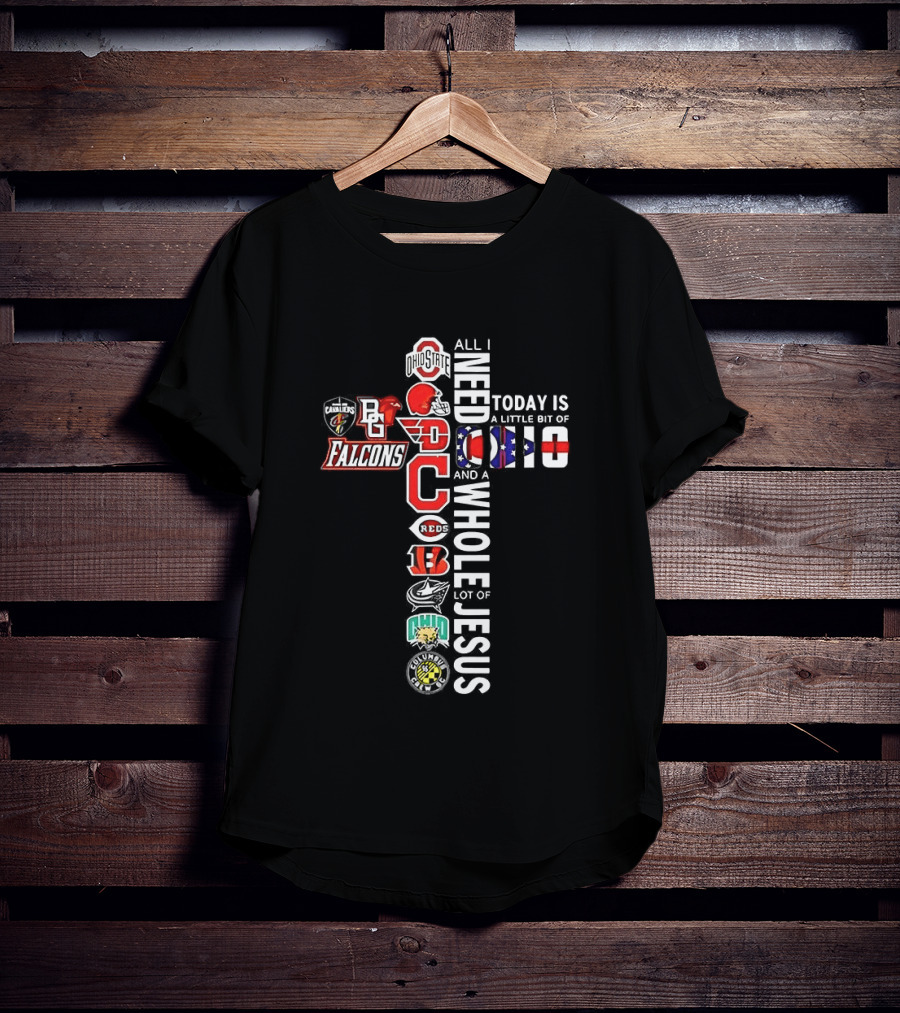 Ohio Sports Jesus Cross Ohio State Buckeyes Cincinnati Reds Cleveland Cavaliers T-Shirt