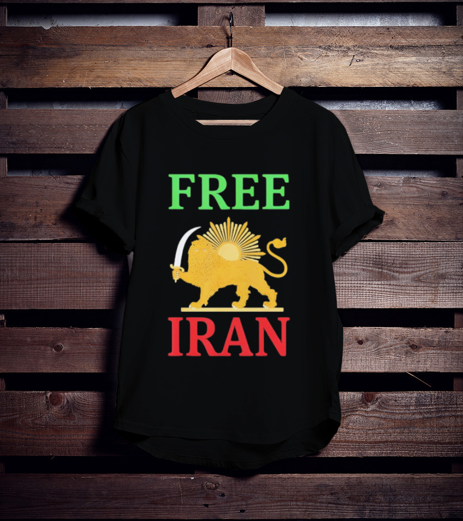 Free Iran Lion And Sun Emblem Freedom Movement T-Shirt