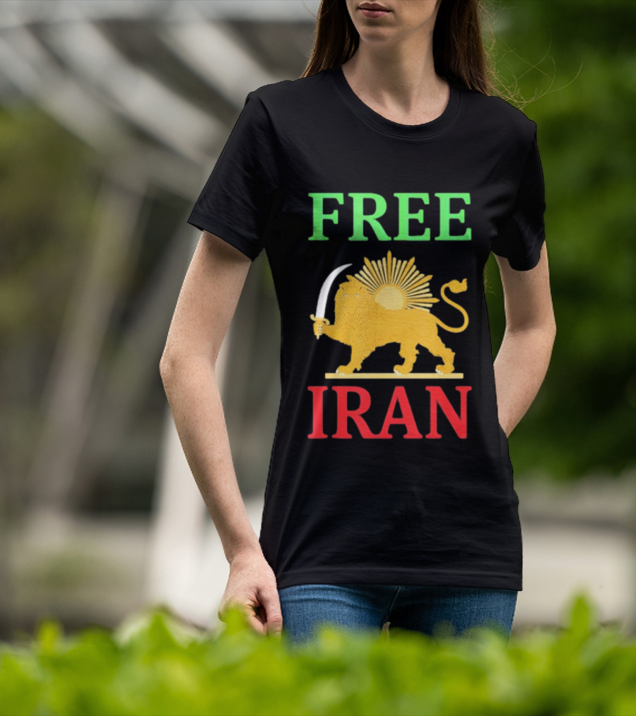 Free Iran Lion And Sun Emblem Freedom Movement T-Shirt