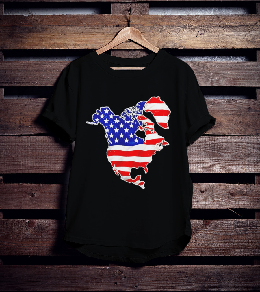 North America US Flag Continent Map Stars And Stripes T-Shirt