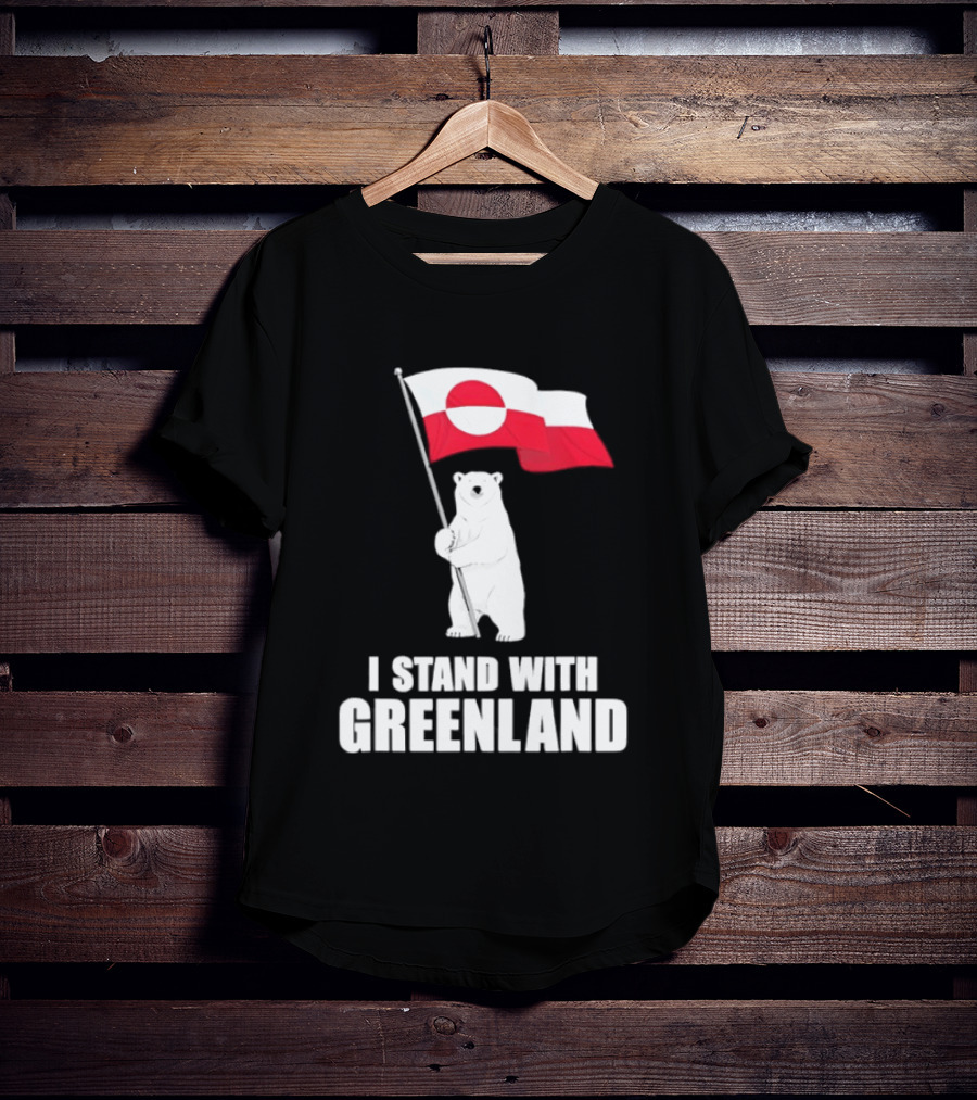 I Stand With Greenland Flag Bear Polar Pride Kalaallit Greenlanders T-Shirt