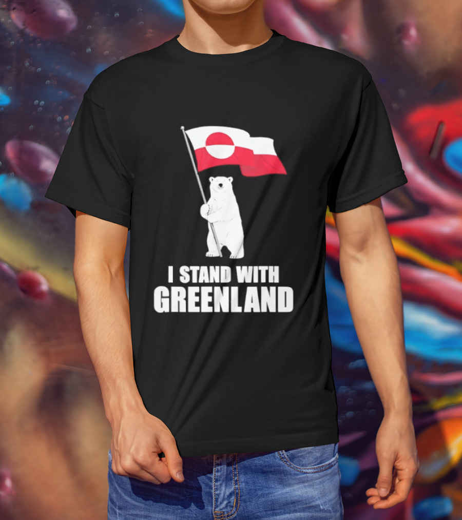 I Stand With Greenland Flag Bear Polar Pride Kalaallit Greenlanders T-Shirt