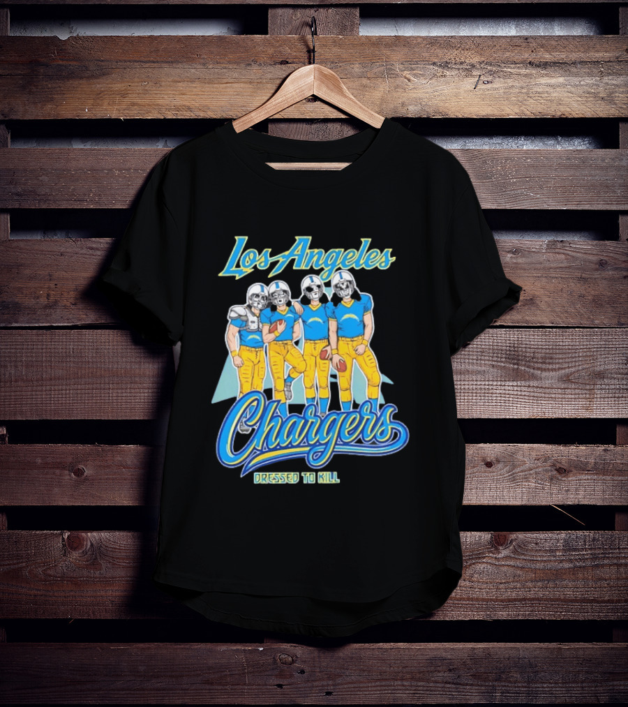 Los Angeles Chargers Dressed To Kill Players Skull Faces Cartoon T-Shirt