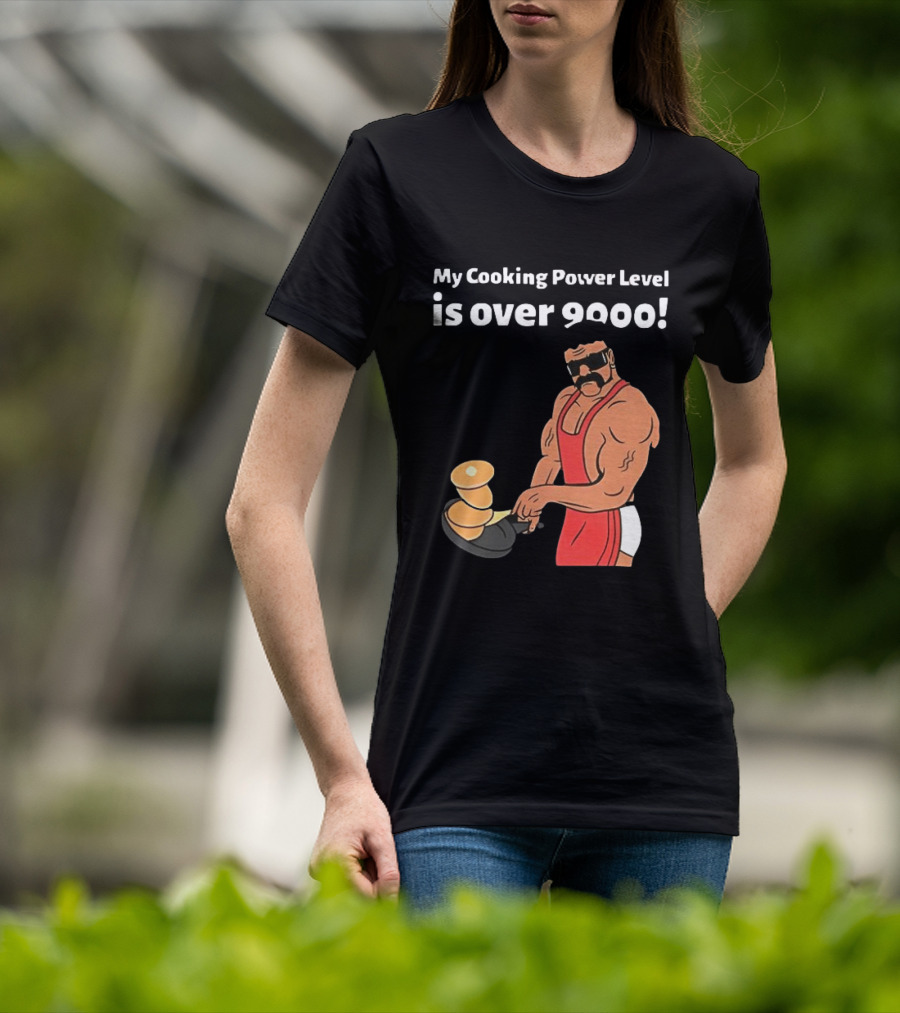 My Cooking Power Level Is Over 9000 Muscle Chef In Red Apron T-Shirt