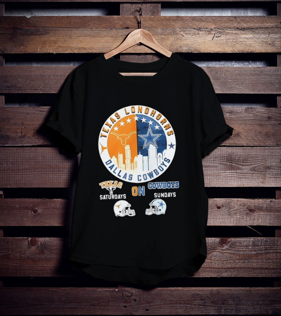 Texas Longhorns Dallas Cowboys Saturdays Sundays Football Rivalry Mashup T-Shirt