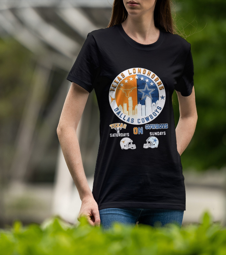 Texas Longhorns Dallas Cowboys Saturdays Sundays Football Rivalry Mashup T-Shirt