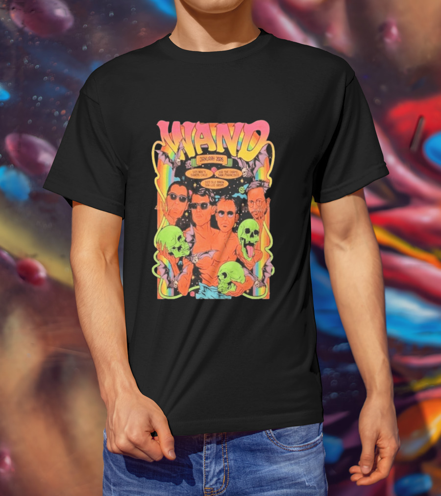 WAND January 2026 Tour Santa Cruz San Francisco San Luis Obispo Skulls And Bats T-Shirt