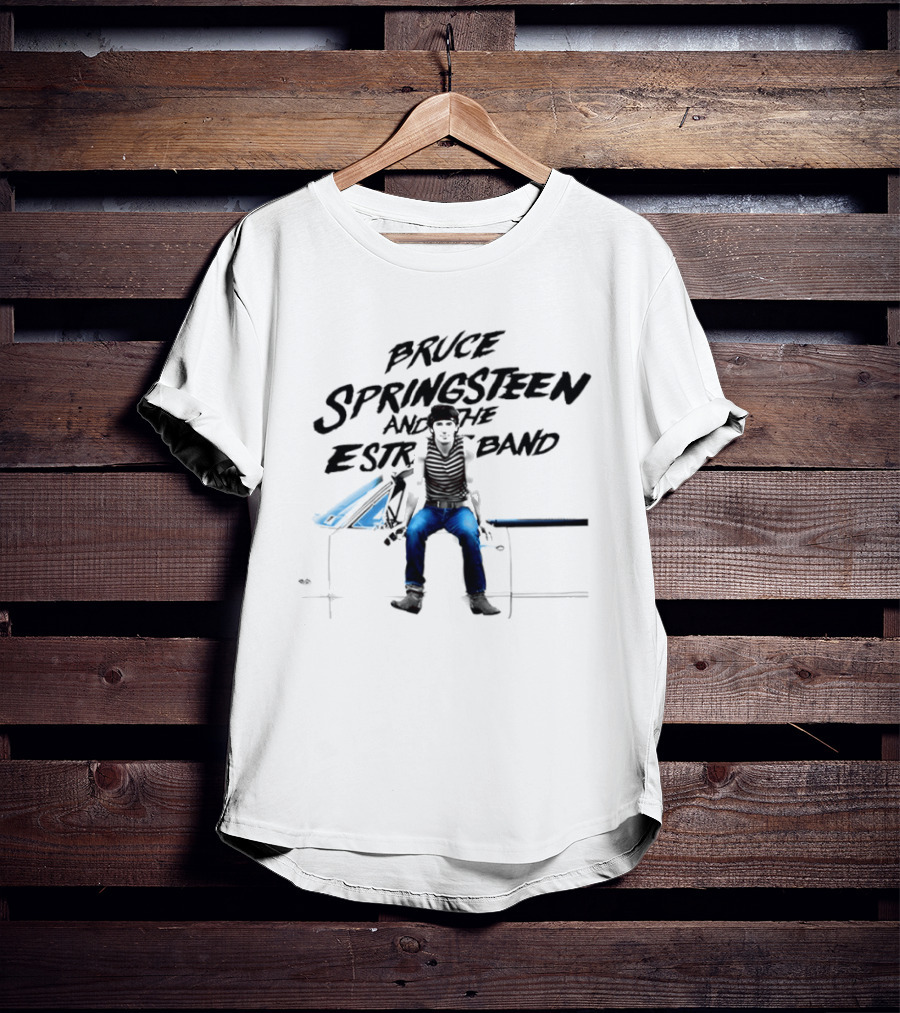 Bruce Springsteen And The E Street Band Photo Vintage Style Sitting On Car T-Shirt