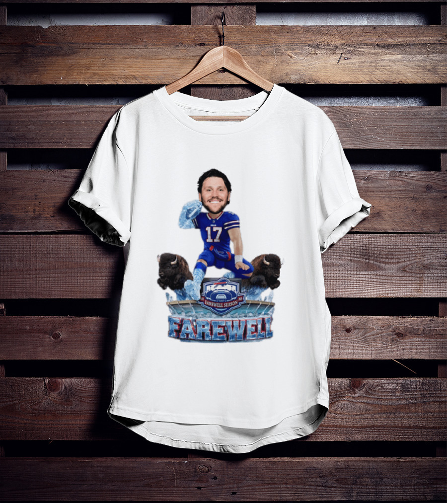 Buffalo Bills Josh Allen Hurdle Farewell Season Highmark Stadium Caricature T-Shirt