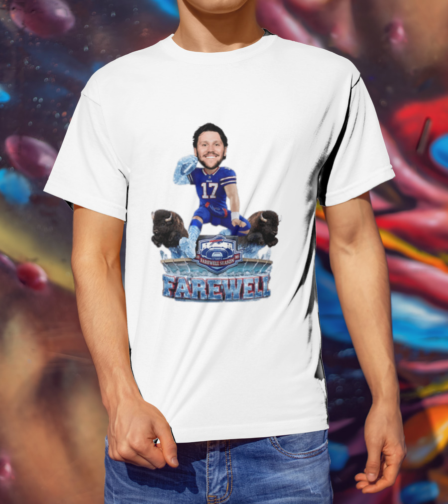 Buffalo Bills Josh Allen Hurdle Farewell Season Highmark Stadium Caricature T-Shirt
