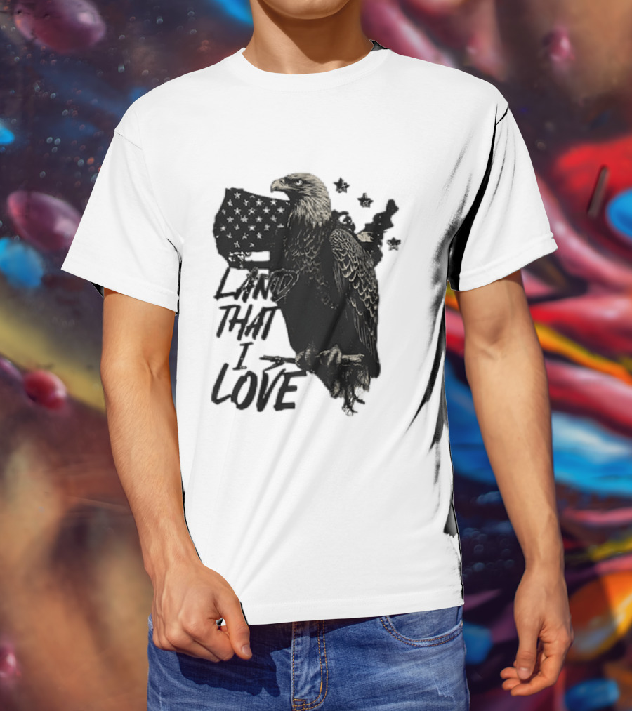 Land That I Love Eagle With American Flag And Stars T-Shirt